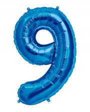 Folienballon Zahl 9 Blau 