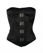 Satin Full Breast Corset With Hook Black 
