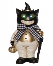 Schicke Halloween Katze mit Leuchtaugen 25cm 