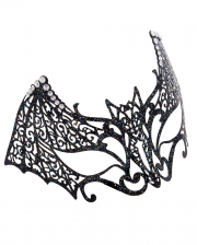 Schwarze Fledermaus Metall Maske mit Strasssteinen 