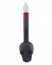 Schwarze Totenkopf Kerze mit Licht 24cm 