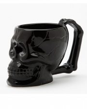 Schwarze Totenkopf Tasse mit Knochenhenkel 