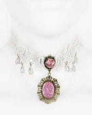 Viktorianische Halskette mit rosa Schmuckstein 