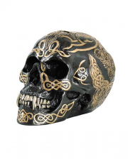 Black Celtic Skull With Golden Tribals 20cm 