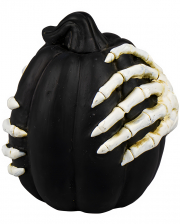 Black Decorative Pumpkin With Skeleton Hands 10cm 