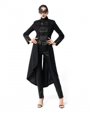 Black Gothic Ladies Long Coat With Lace 