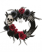 Gothic Türkranz mit Rosen, Skull & Skeletthänden 