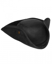 Black Suede Look Pirate Hat 