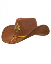 Brauner Sheriff Hut mit Stern & Goldquasten 