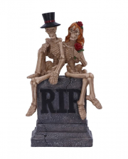 Skelett Brautpaar auf Grabstein 17cm 