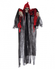 Skelett Geist Hängefigur mit Rot-Schwarzer Kutte 120cm 