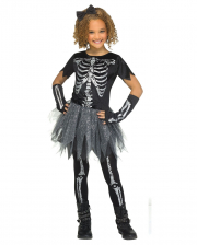 Silver Glitter Skeleton Girl Child Costume 