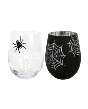 Spinne & Spinnennetz Weinglas 2er-Set 