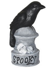Spooky Cement Tombstone With Crow 14cm 