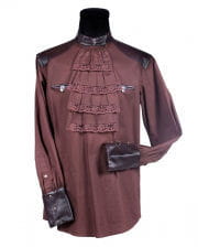 Steampunk shirt with ruffled collar brown