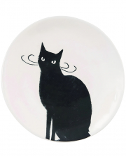 Plate With Sitting Black Cat 25cm 
