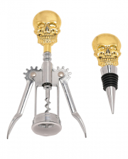 Skull Corkscrew & Wine Bottle Stopper Set 