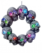 Skull Wreath With Color Changing LED Lighting 44cm Ø 