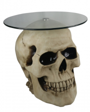Totenkopf Tisch mit Runder Glasplatte 56,5cm 