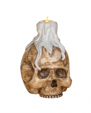 Totenschädel mit Kerze & Licht 20cm 