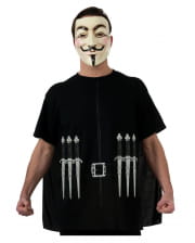 V For Vendetta T-Shirt mit Cape & Maske 