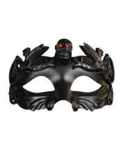 Augenmaske mit Totenkopf & Strasssteinen schwarz 