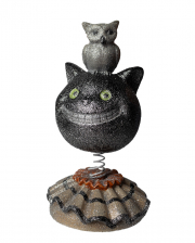 Vintage Halloween Bobble Head Katze mit Eule 15cm 