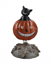 Vintage Halloween Bobble Head Kürbis mit Katze 15cm 