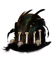Voodoo Hut mit Federn und Knochen 