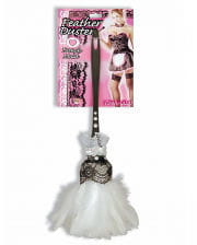 White Feather Duster With Feathers & Lace 