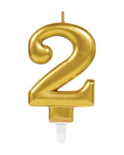Number Candle 2 Metallic Gold 