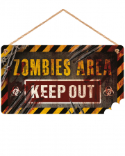Zombie Area Wooden Warning Sign 20x35cm 