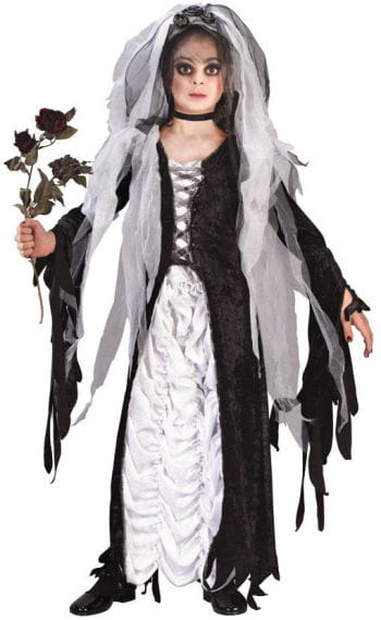 Horror Braut Kostüm Für Mädchen - Mittelalter Kleid Mit Blutaufdruck, Gr. 5-14 Jahre