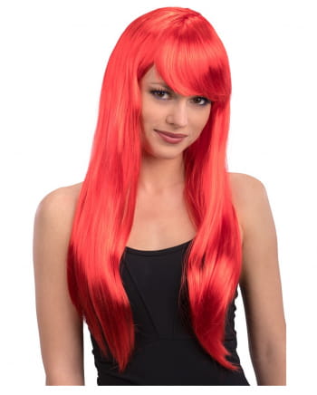 Longhair Wig With Pony Neon Red Buy Carnival Wigs Horror Shop Com