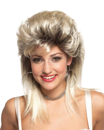 Rockin Diva Perücke – Lange Silber-schwarze Lametta-Perücke Für 80er Jahre, Rockstar-Kostüm & Halloween, Inkl. Haarkappe