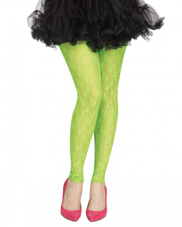 80s Mesh Leggings With Lace Neon Green | Horror-Shop.com