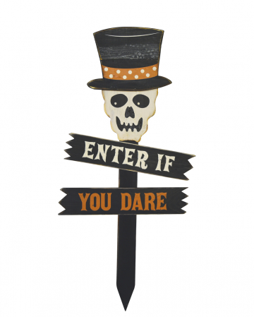 "Enter If you Dare" Totenkopf Gartenschild aus Holz 90cm 