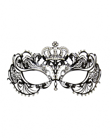 Intricate eye mask made of metal with black crown 