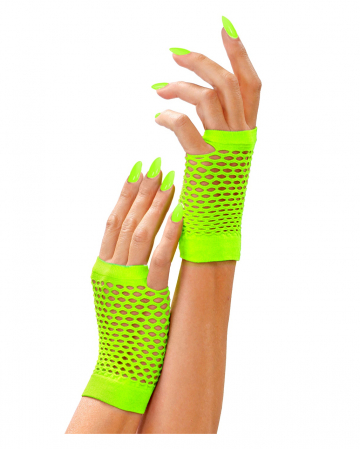 Fingerlose Kurze Netzhandschuhe Neon Grün 