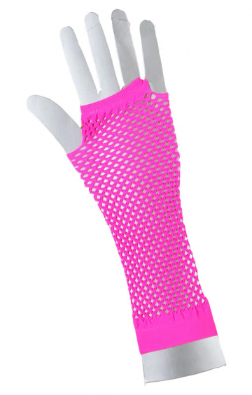 Neon 80s Fingerless Fishnet Pink Black Red Fancy Dress Goth Long Short Gloves 