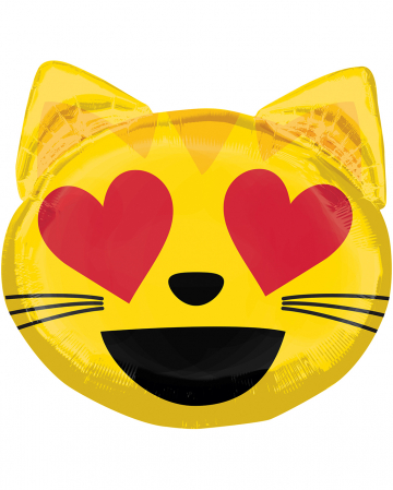 Foil Balloon Emoji Cat In Love 55cm | horror-shop.com