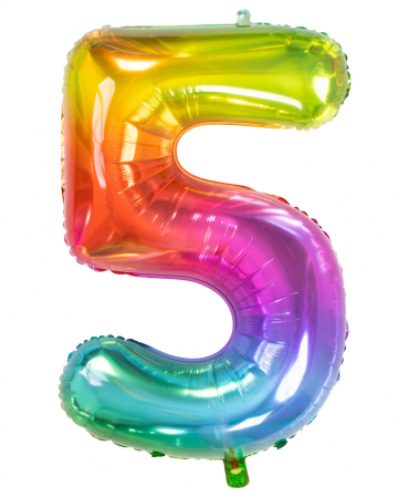 Foil Balloon Number 5 Rainbow 