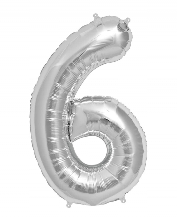 Foil Balloon Number 6 Silver 