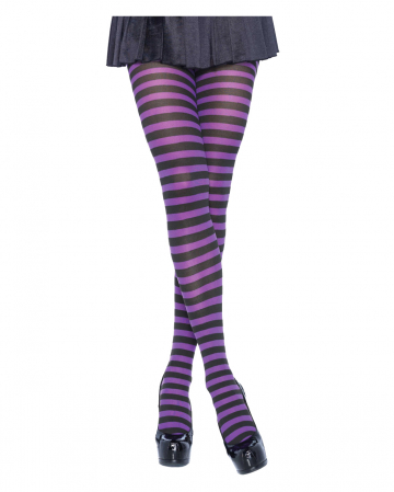 Striped Tights Black-purple 