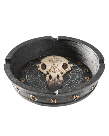 Gothic Aschenbecher mit Rabenschädel 