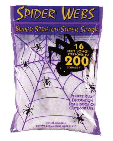 Halloween Spinnennetz Spinnweben mit 3 Spinnen Deko flammhemmend ausgerüstet 