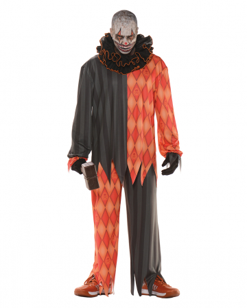 Evil clown costume with ruffled collar One Size