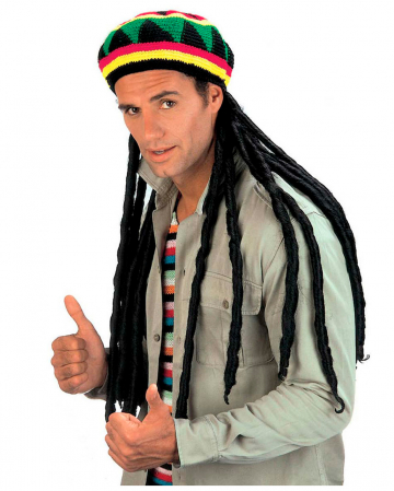 Jamaika Mütze mit Rasta Zöpfen 