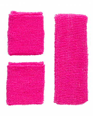 Neon Sweatband Set Pink As Costume Accessory 