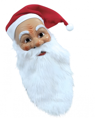 Santa Claus Mask With Plush Beard And Cap 
